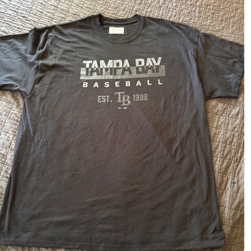 Majestic Tampa Bay Baseball T‎ Shirt Mens 2XL Gray Established 1998 MLB